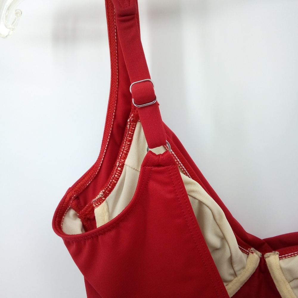 Miraclesuit Red Solid Flattering Draped One Piece… - image 8